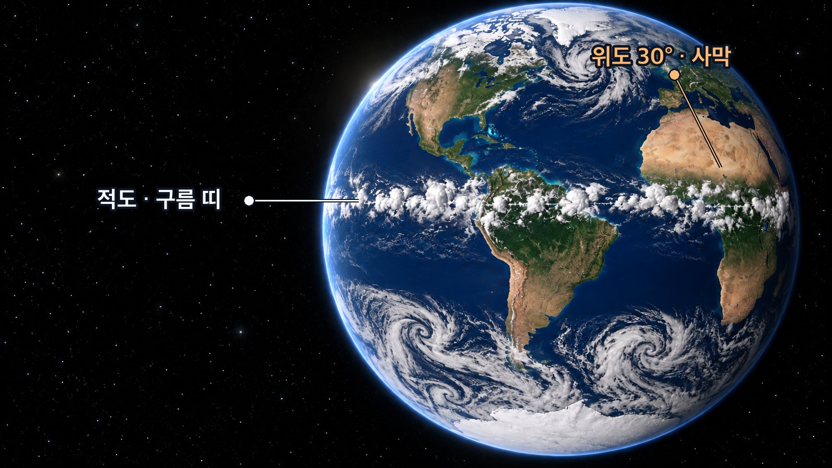 대기 대순환 — 사막과 황사는 왜 하필 그 위도에 있을까